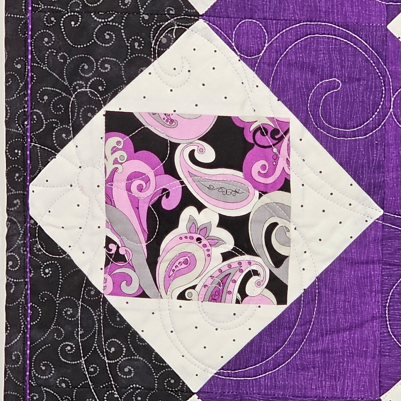 Purple Ric-rac Quilt | Swirly Flowers Blanket | Unique Baby/child Gift ...