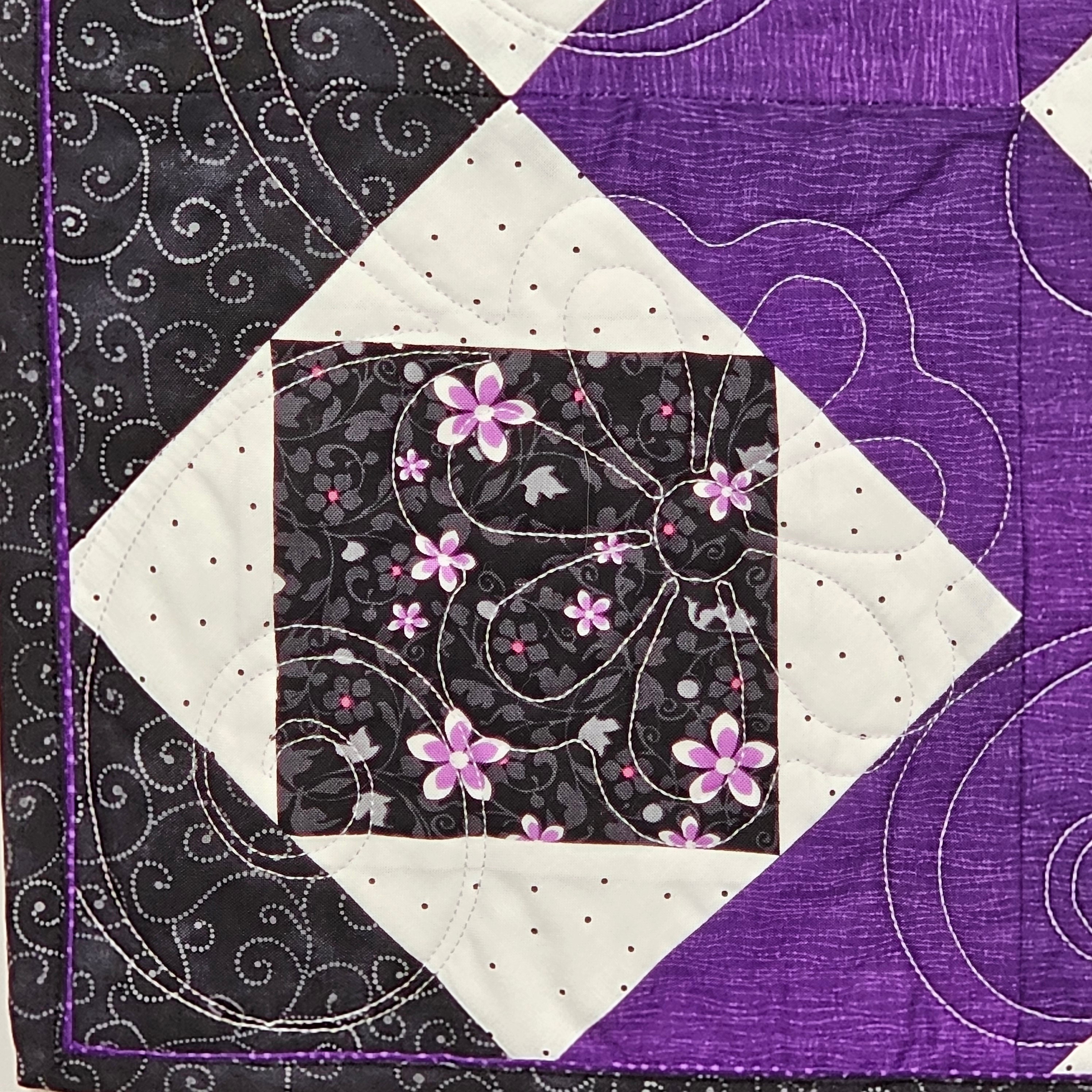 Purple Ric-rac Quilt | Swirly Flowers Blanket | Unique Baby/child Gift ...