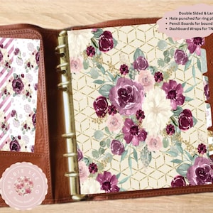 Plum Floral 1 Set of 6 Tabbed Dividers/Kit/Pencil Boards/TN Dashboard Wraps