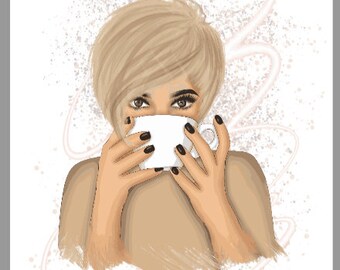 Coffee Cup Girl 6 Dashboard or Pencil Board for Planners