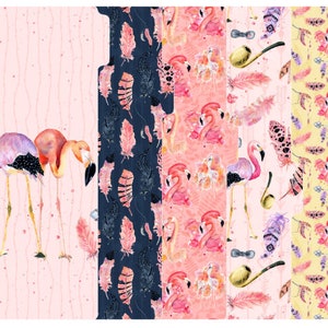 May include: A set of pink flamingo themed file folder dividers with a variety of patterns including feathers, flamingos, and abstract designs.