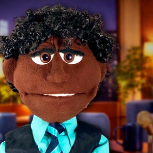 Marcus Reed – Professional Muppet-Style Puppet - Soft Sculpted Hand Puppet - Half Body Rod Arm Puppet - Performer Puppet