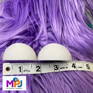 40mm White EVA Foam Puppet Eye Blanks - Black Light Reactive - Set of Two 1/2 Domes - Ideal for Professional Puppet Making