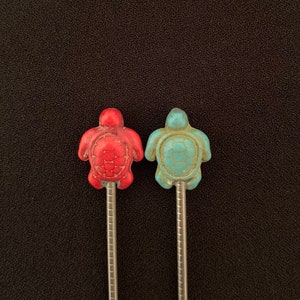 2 piece set mini turtle multipurpose tools/ pipe pokers/hairpicks/bookmarks.