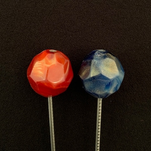 2 piece set faceted acrylic marble multipurpose tools/ pipe pokers/hairpicks/bookmarks.