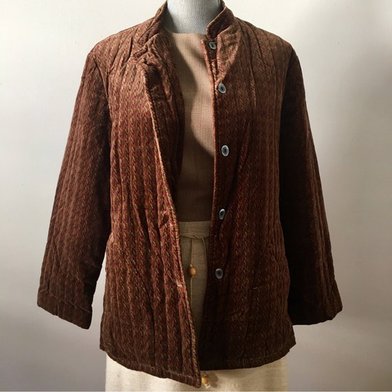 70's Campus Casuals Quilted Velvet Coat Size Small