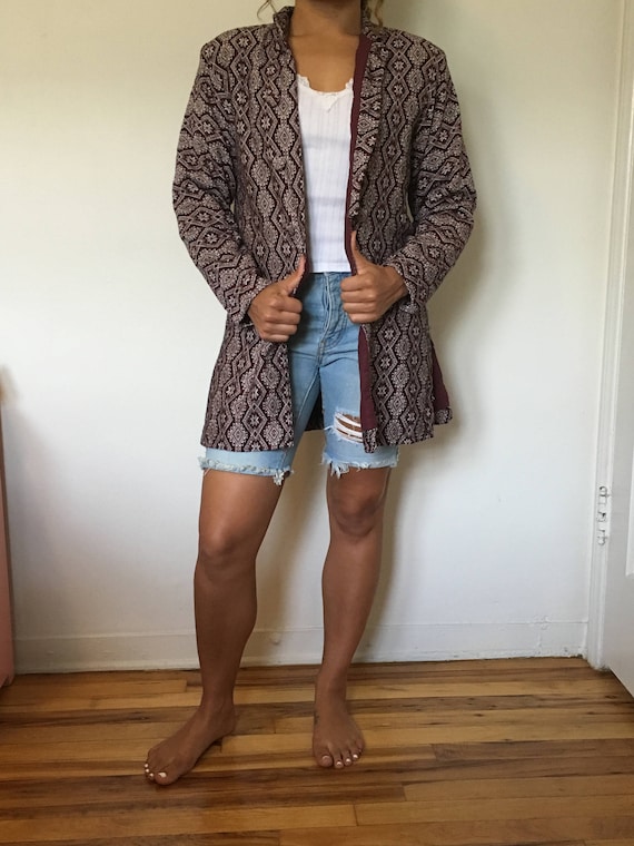 S 90's Maroon Tapestry Coat/Tunic