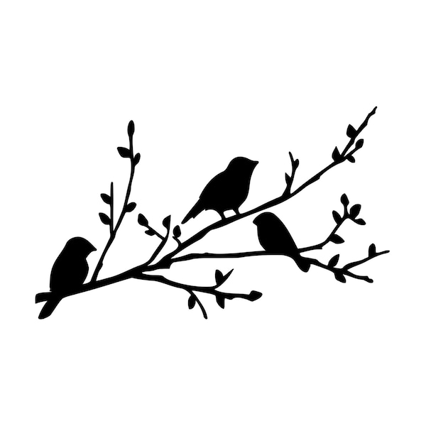 Birds on Branch Home Wall Decals Bedroom Decor Kitchen Art Nursery (Large Edition) 0116