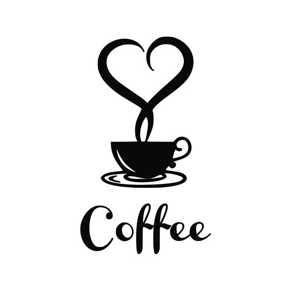 Coffee Heart Vinyl Wall Decal Kitchen Art for Coffee Lovers Etsy