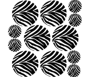 Zebra Print Circles Wall Decor Kit Vinyl Decals 0061