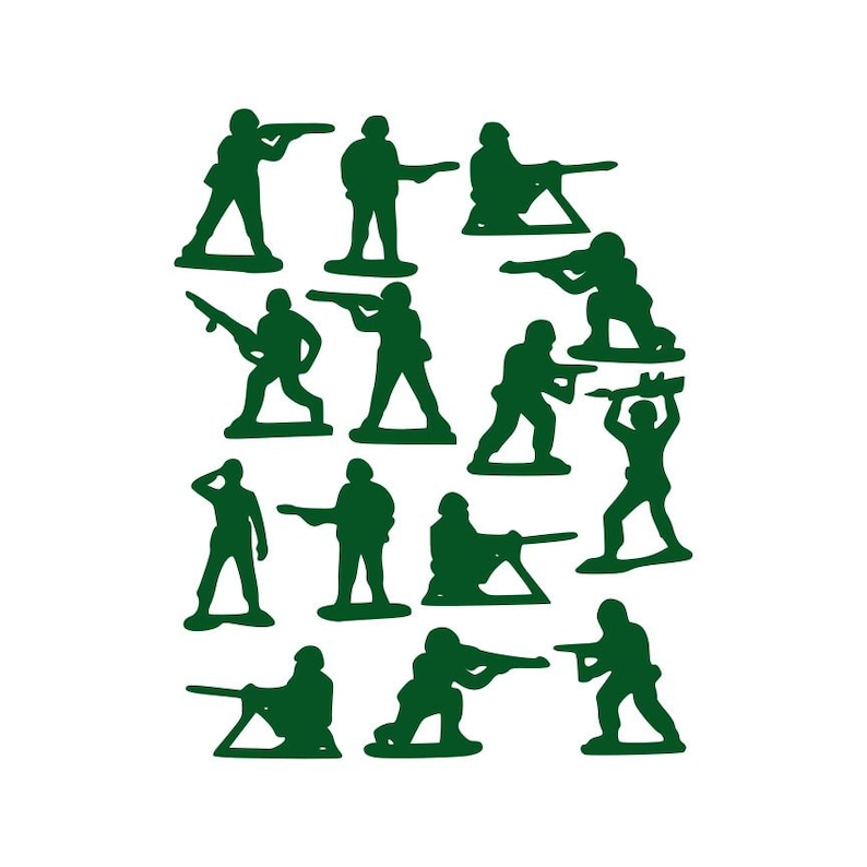 Green Army Men Toy Vinyl Decal Toy Soldier Nursery Sticker Bedroom Decor Baby Boy Army Man Toy 0131 image 1