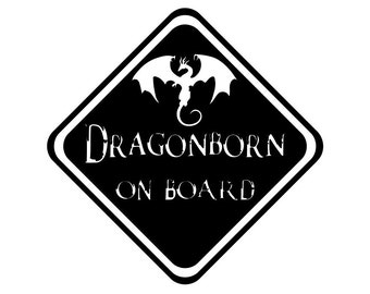 Skyrim Inspired Dragon Born on Board Vinyl Decal Elder Scrolls Baby Sticker Macbook Car Decal Window Sticker 0149