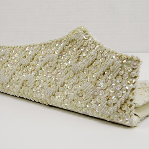 Handmade 1950s Beaded Sequin Clutch: Vintage Satin Evening Bag