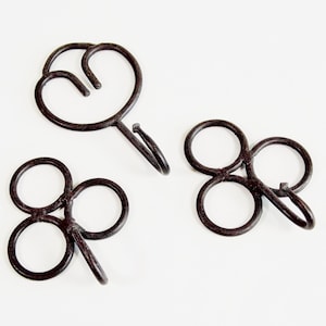 Set of 3 Vintage Pier 1 Imports Hand Forged Rustic Wrought Iron Wall Hooks (India)