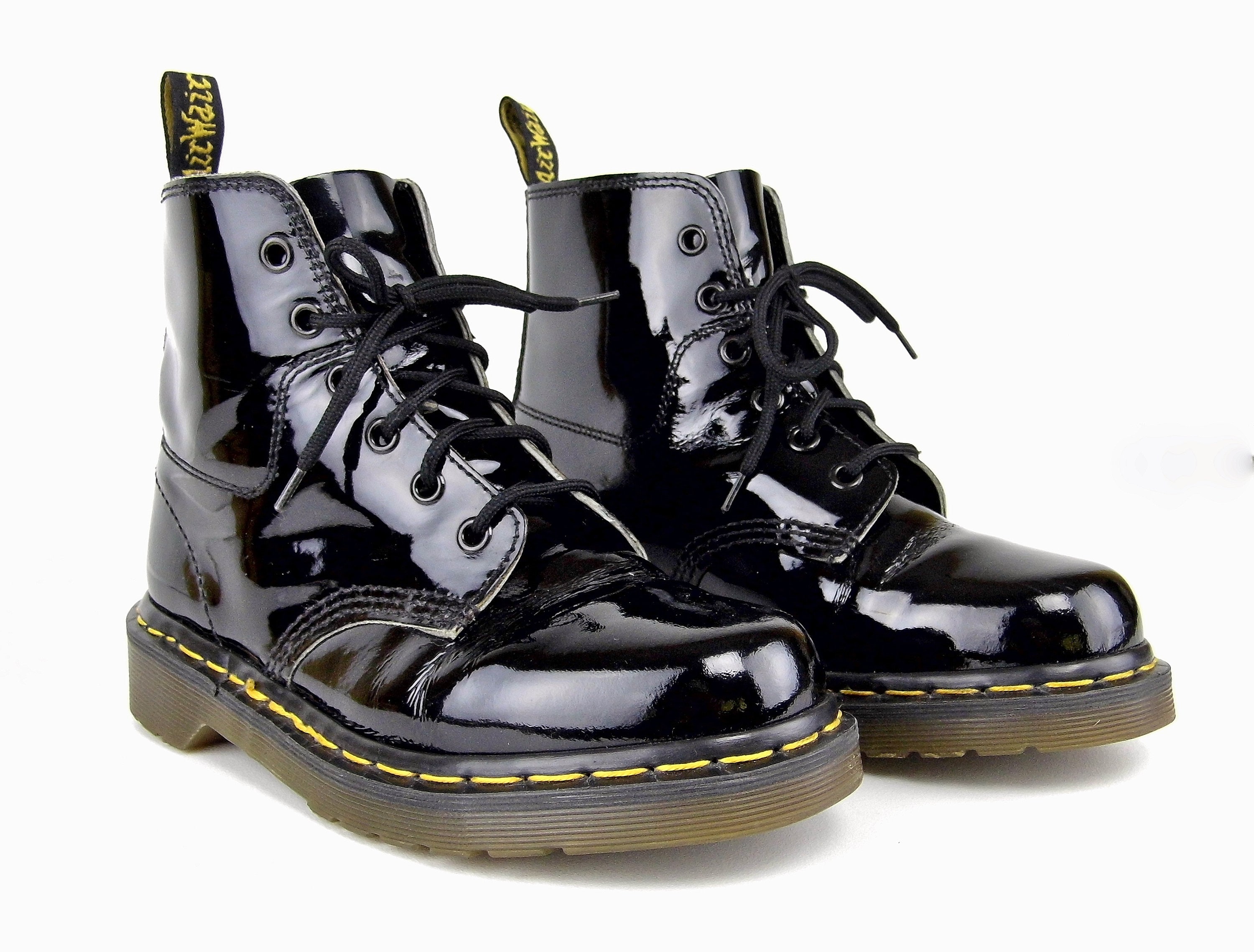 glossy black doc martens