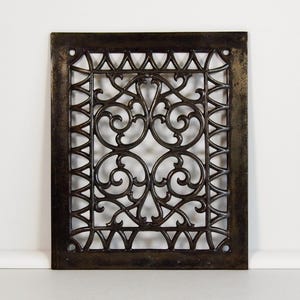 Antique Victorian Raised Rectangular 9.75" x 11.5" Cast-Iron Heating Vent Grate Cover