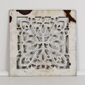 Antique Victorian Porcelain Enameled Square 10” Cast Iron Heating Vent Grate Cover