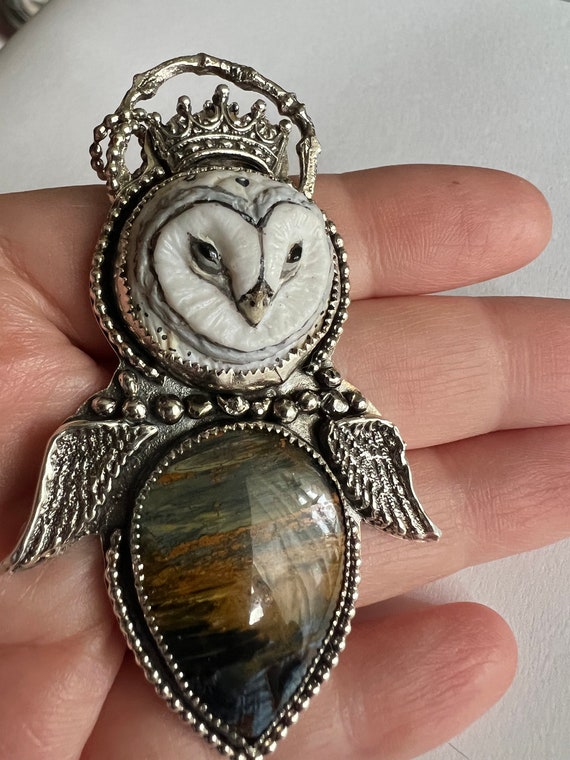 Blue Tigers Eye Owl Pendants Blue Tigers Eye Owl Pendants