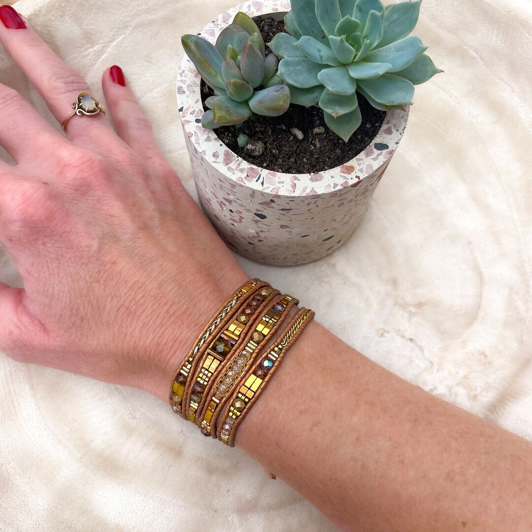 Popular Bracelet Stack Beaded Wrap Bracelet Leather Bracelet Boho Chic