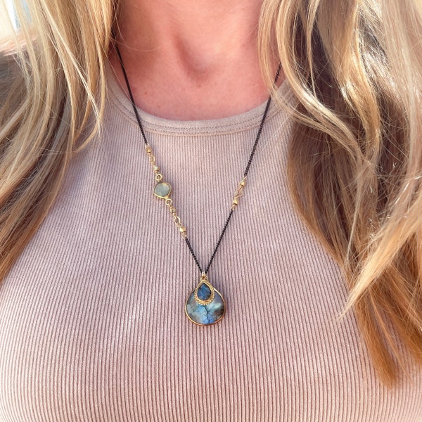 Pretty Supernatural Labradorite Gemstone Necklace | Spiritual Gifts | Intuitive Jewelry | One of a Kind | Best Selling Necklace 2023