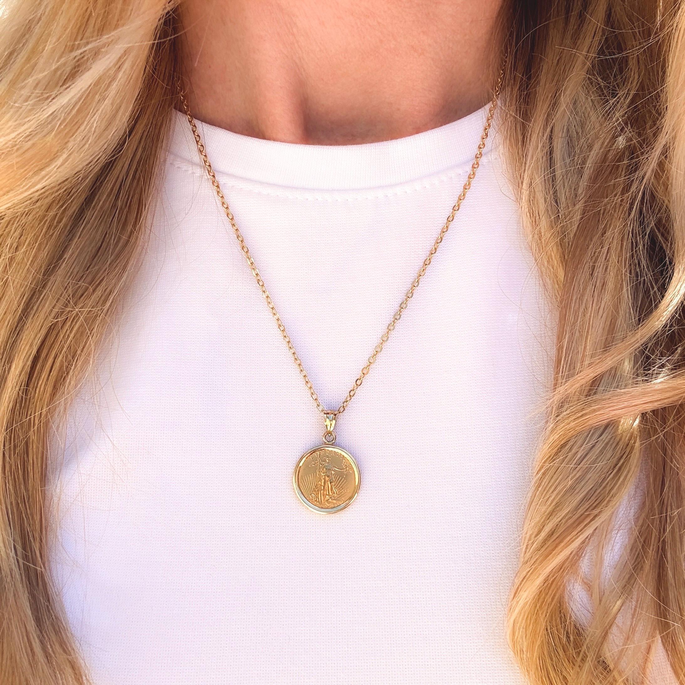 PENDANT ONLY | 1/10 Oz or 1/4 Oz Gold American Eagle Liberty Coin