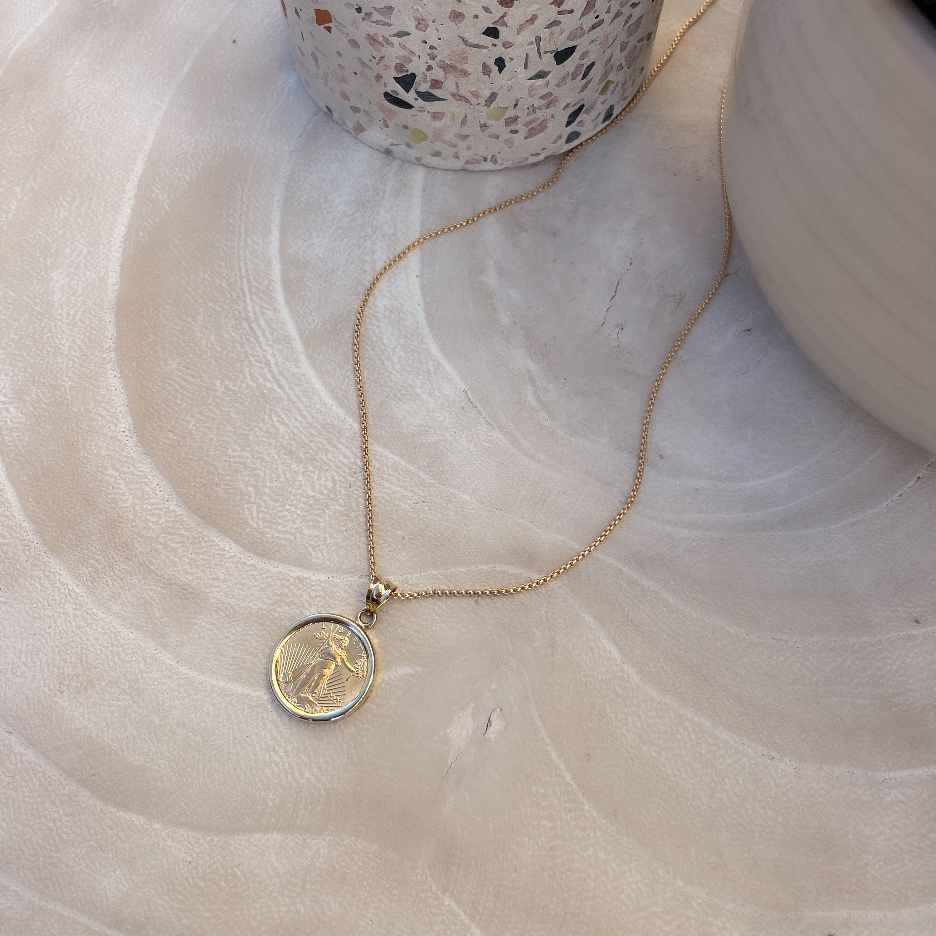 1/4 Oz Gold American Eagle Liberty Coin Necklace | Liberty Coin Pendant |  Solid Gold Coin Jewelry | Patriotic Gift for Her - Etsy, image size:3000x3000