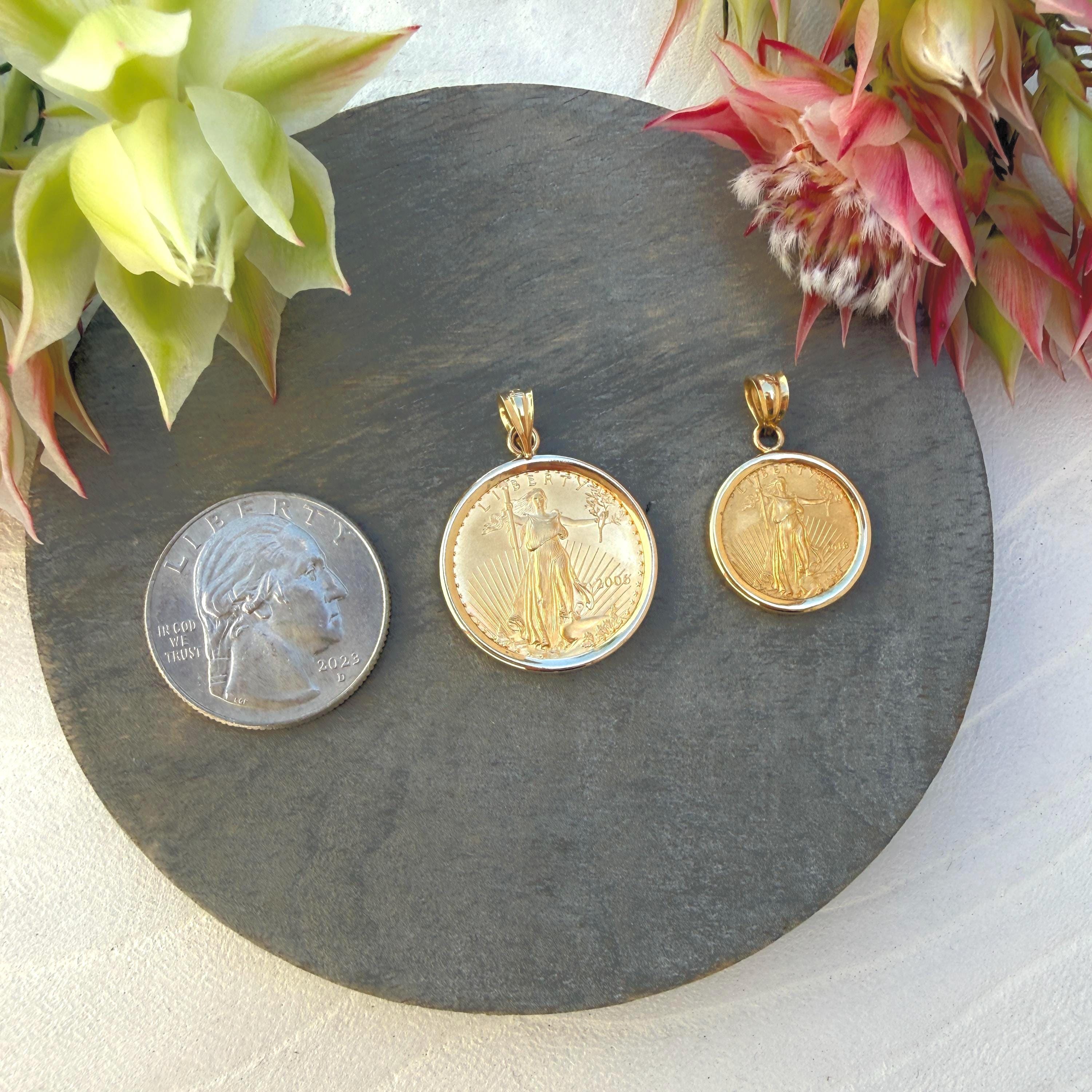 PENDANT ONLY | 1/10 Oz or 1/4 Oz Gold American Eagle Liberty Coin