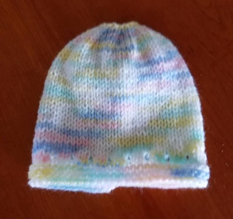 Hat and Booties Set Hand Knit Small Newborn or Preemie Sweater