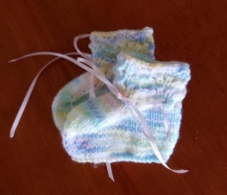 Hat and Booties Set Hand Knit Small Newborn or Preemie Sweater
