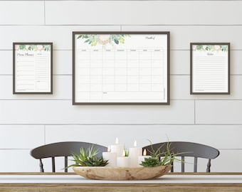 Dry Erase Family Calendar Wall Organizer | Command Center For Your Home (Set of 3)