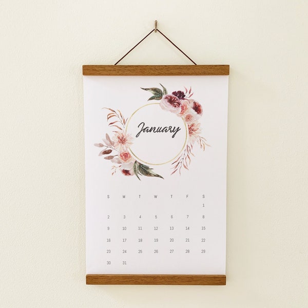 Boho aesthetic calendar for wall, Boho calendar 2024 2025, elegant calendar