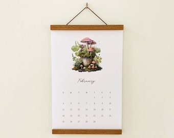 Cottagecore mushrooms calendar 2024, mushroom aesthetic, mushroom cottagecore