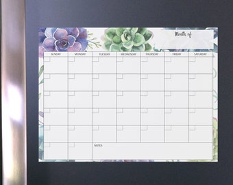 Boho dry erase monthly, perpetual calendar, dry erase planner, whiteboard organizer, boho calendar, succulent calendar, whiteboard planner