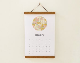 Flower calendar, rustic wall calendar, retro wall calendar 2024 / 2025