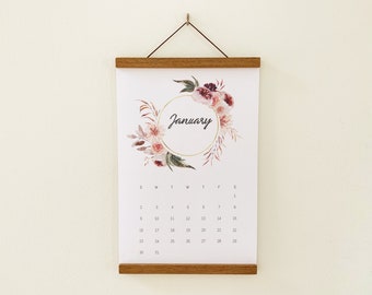 Boho aesthetic calendar for wall, Boho calendar 2024 2025, elegant calendar