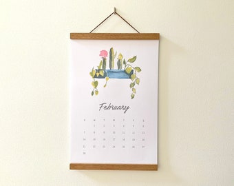 2024 Calendar Wall | House Plant Calendar 2024 | Minimal Watercolor Calendar