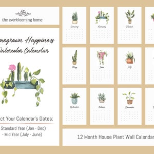 2024 Calendar Wall House Plant Calendar 2024 Minimal Watercolor Calendar image 4