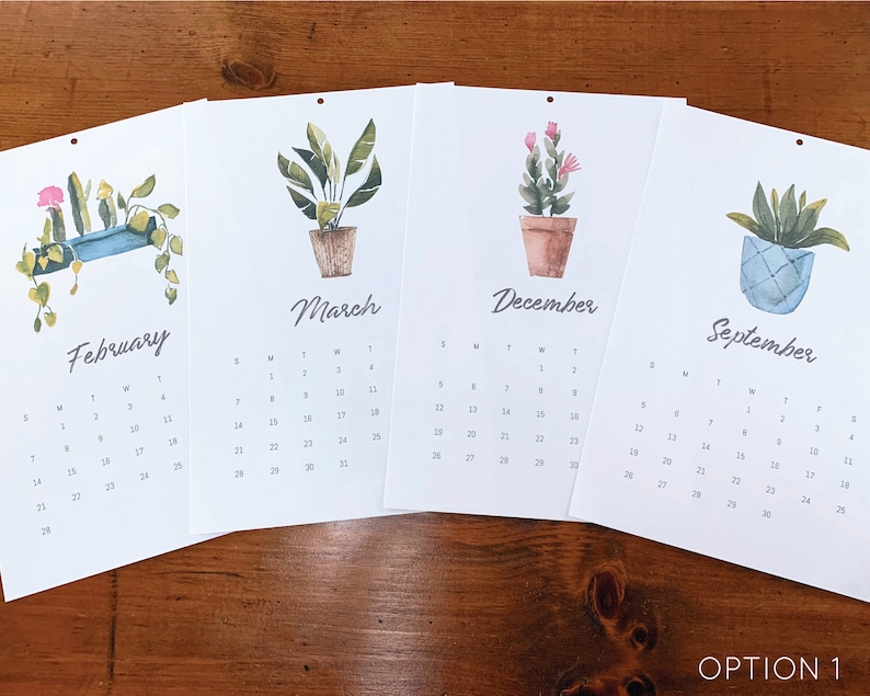 2024 Calendar Wall House Plant Calendar 2024 Minimal Watercolor Calendar image 5