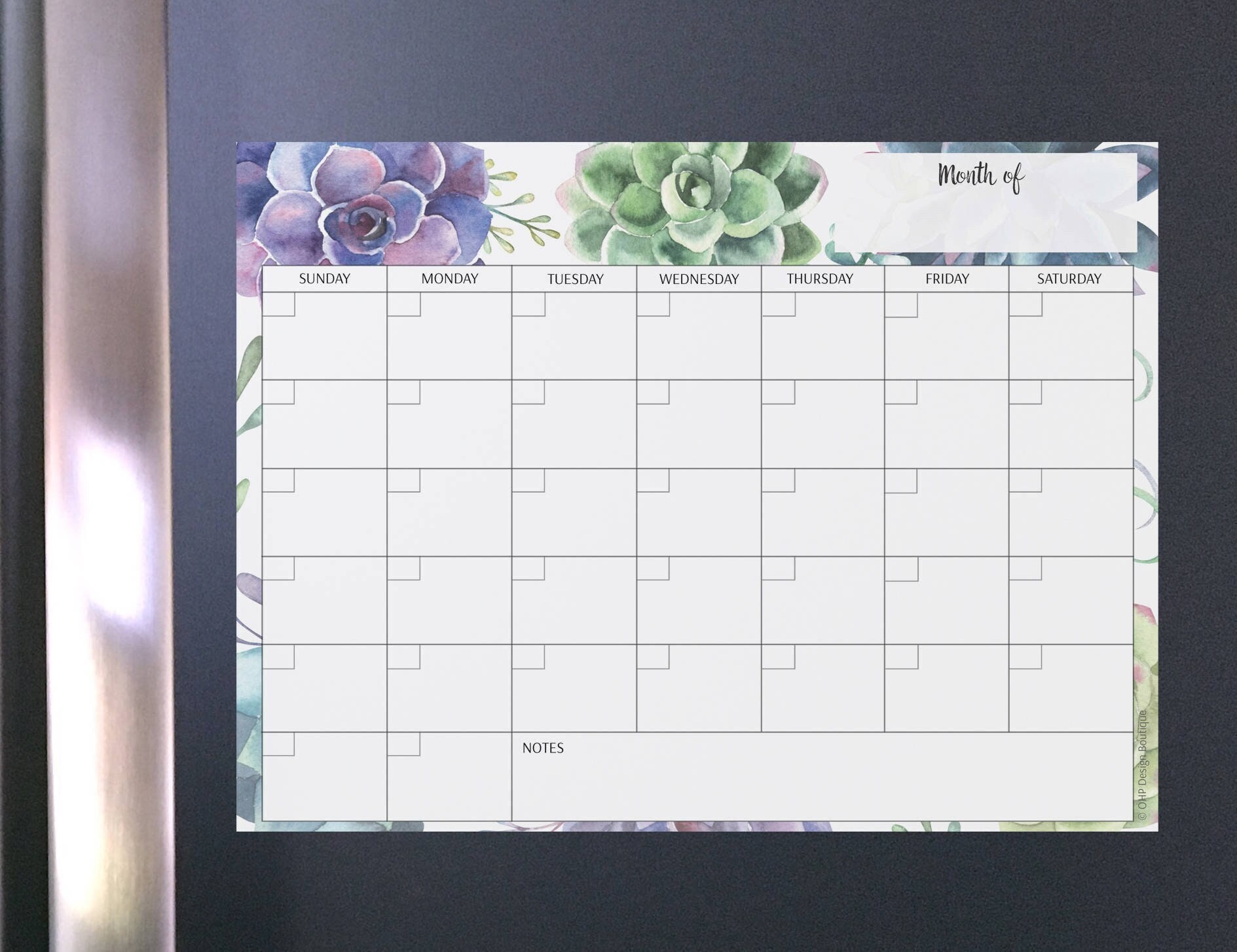 Monthly Framed Chalkboard Calendar + 3 sections, Vertical Donna