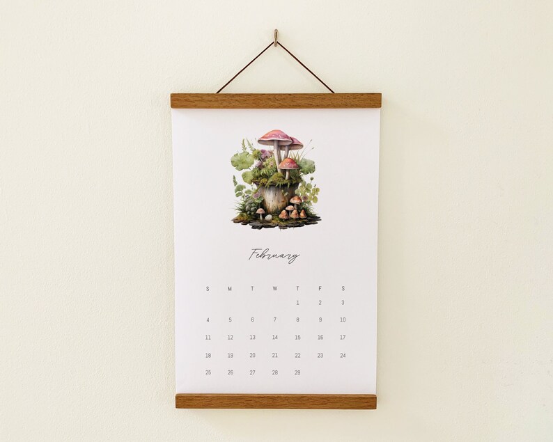 Cottagecore mushrooms calendar 2024, mushroom aesthetic, mushroom cottagecore image 1