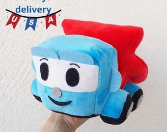 blue and red truck, plush truck soft toy, Easter gift for boys plush toy car, Birthday gift plush toy