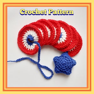 4th of July wind spinner with star pattern, PDF pattern, Red White Blue Independence Day outdoor decor, American flag hanging decor crochet