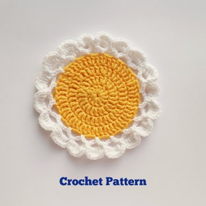 Daisy coaster crochet pattern pdf, Scalloped coaster crochet, Easter doily crochet, Summer flowers home decoration, Floral placemat crochet