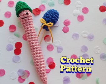 Birthday worm, crochet pattern PDF