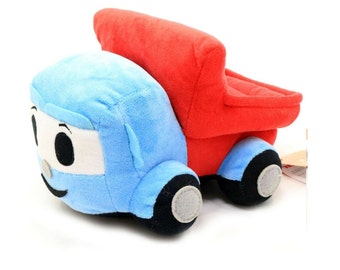 Peluche camion, camion bleu et rouge, camion étouffant, cadeau peluches pour bébé, cadeau pour un fils pendant un an, cadeau d'anniversaire en peluche