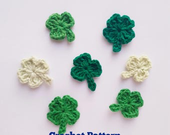 Klee Häkelanleitung, vierblättriges Kleeblatt, Shamrock, Glücksbringer, gehäkelter St. Patrick Tages Dekor, schlüsselanhänger