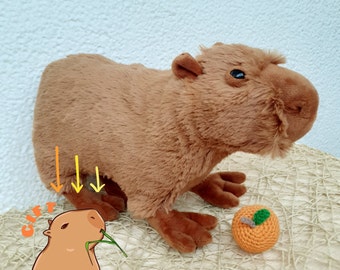 オレンジ色のカピバラのぬいぐるみ、リアルな手作りのカピバラのぬいぐるみ、ふわふわの動物のぬいぐるみカピバラ、誕生日プレゼントのぬいぐるみ動物カピバラ