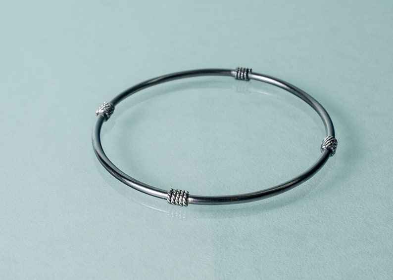 Oxidized Silver and 14k Gold Life Saver Bangle