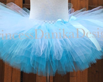 Blue and White Tulle Tutu: Ice Princess Costume, Birthday Party