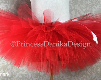 Red Tulle Tutu Skirt: Newborn to Adult, Party Costume